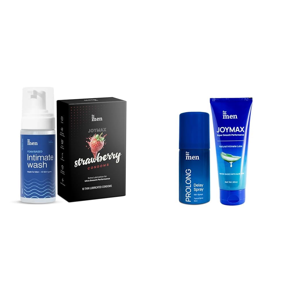 ForMen Joymax Strawberry Flavored Condoms 10-Count With Intimate Wash For Men | Foam Based Formula | ForMen Prolong Spray (30ml) and Water-Based Intimate Lube Gel (60 ML) with Aloe Vera Combo-image-29