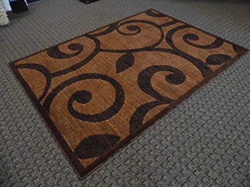 Americana Modern Area Rug Brown Contemporary Design 154 (6 Feet X 9 Feet.) #TOP1