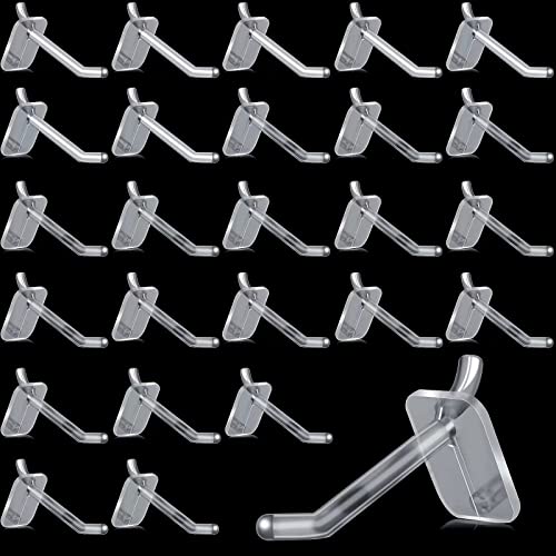 120 Pcs 2.4 Inch Plastic Pegboard Hooks Peg Board Shelving Hooks Pegboard Locking Hooks for Peg Boards Craft, Storage, Garage, Kitchen, Tools and More (Clear)