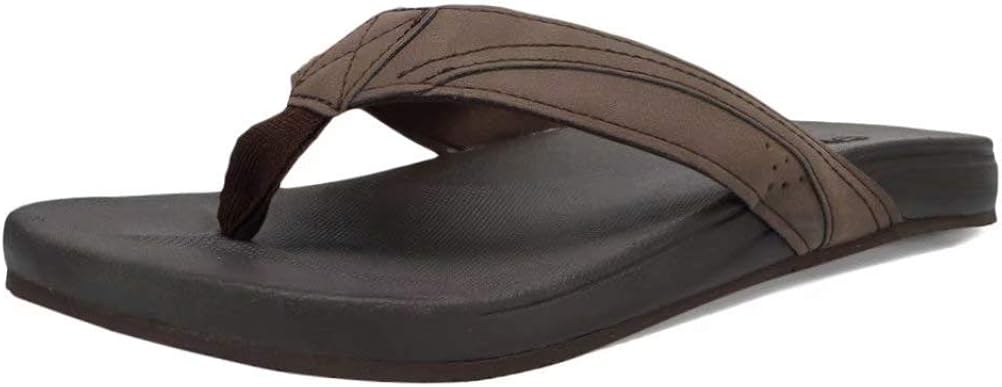 CIOR Men Flip Flop, Men Thong Sandals, Flat Slide Sandals for Men with Soft Cushion Footbed Indoor Outdoor Beach Slippers