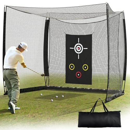 Sturdum 10x8ft Golf Hitting Cage,270°Large Catch Zone...