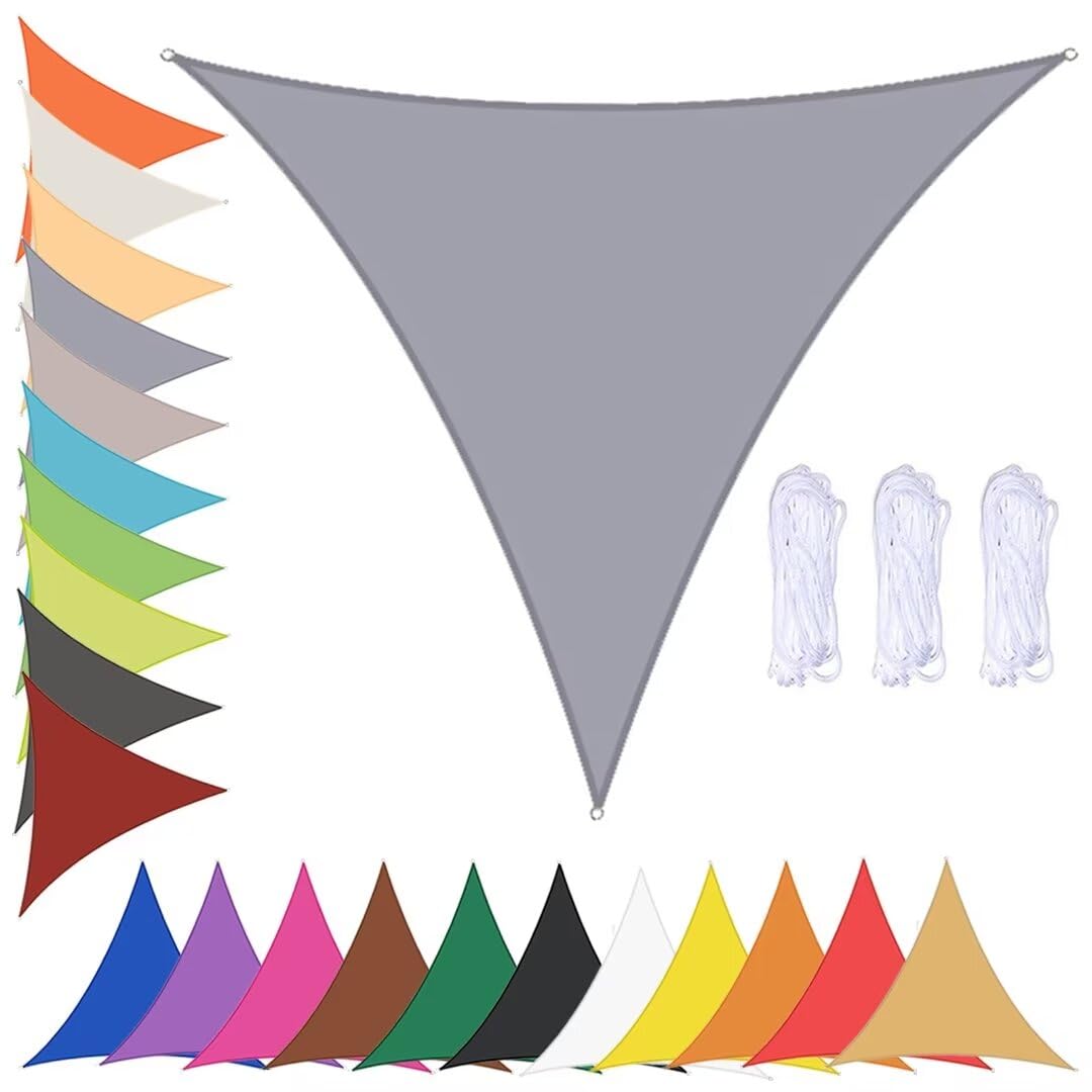 Voile d'ombrage triangulaire haut de gamme gris avec œillets renforcés