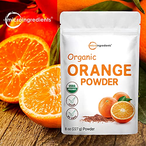 image for Micro Ingredients Organic Orange Powder, 8 Ounce, Orange Fruit, Rich i