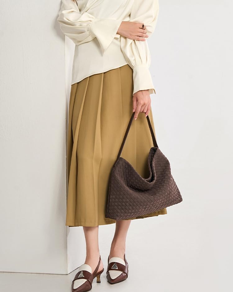 Rejolly Suede Tote Bag for Women Woven Hobo Handbag Slouchy Shoulder Purse Crossbody Designer Bag - Image 2