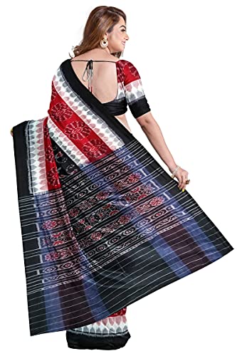 Image of Odisha Sambalpuri Handloom Ikat Women's Cotton Saree, Odisha Handloom Handmade Pure Cotton Khandua Saree, Ikkat Orissa Traditional Handloom Saree Without Blouse