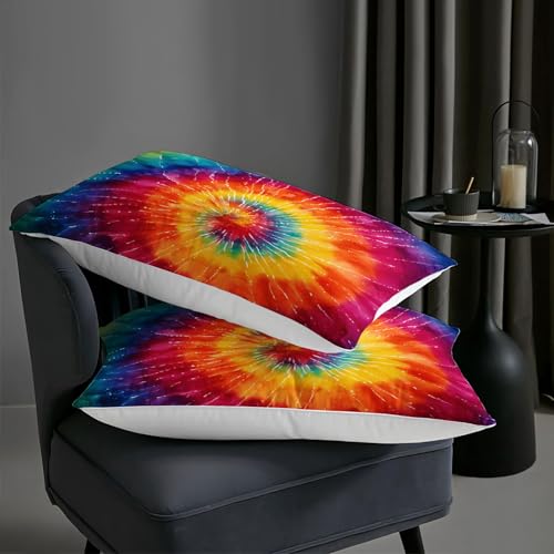 Image of AILONEN Rainbow Tie-Dye Bedding Set Queen Size for Kids Teens Adults,Colorful Spiral Comforter with 2 Pillowcases,3Pcs Boho Psychedelic Quilt Set for All Season