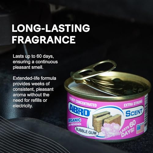 Image of ABRO Car Air Fresheners: Canned, Spill Proof Airfreshener for Home, Office, or Car Accessories Interior, Lasts Up to 60 Days - 3 Pack Bubble Gum Scent