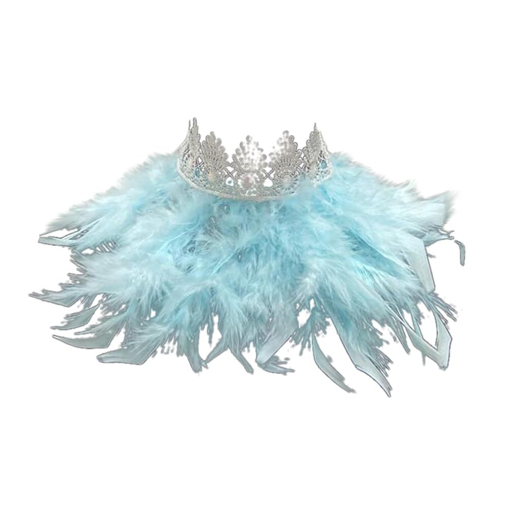 Uposao Feather Collar Shawl Feather Choker Cloak Natural Feather Collar Props For Cosplay Party Performance Model Walk Halloween Ball Feather Collar Shawl Props
