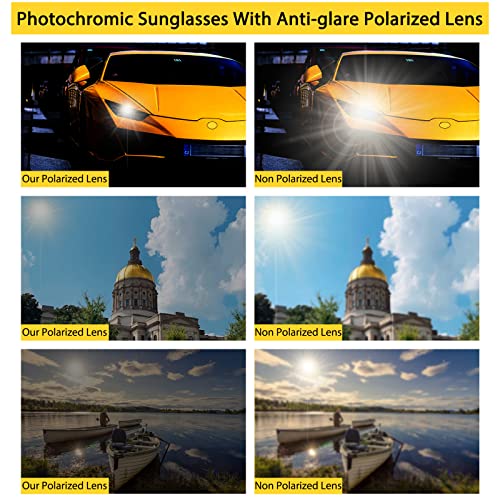 Image of K.LAVER Photochromic Polarized Sunglasses For Men Women UV Protection Round Clear Driving Glasses Anti Glare Eyewear Glasses
