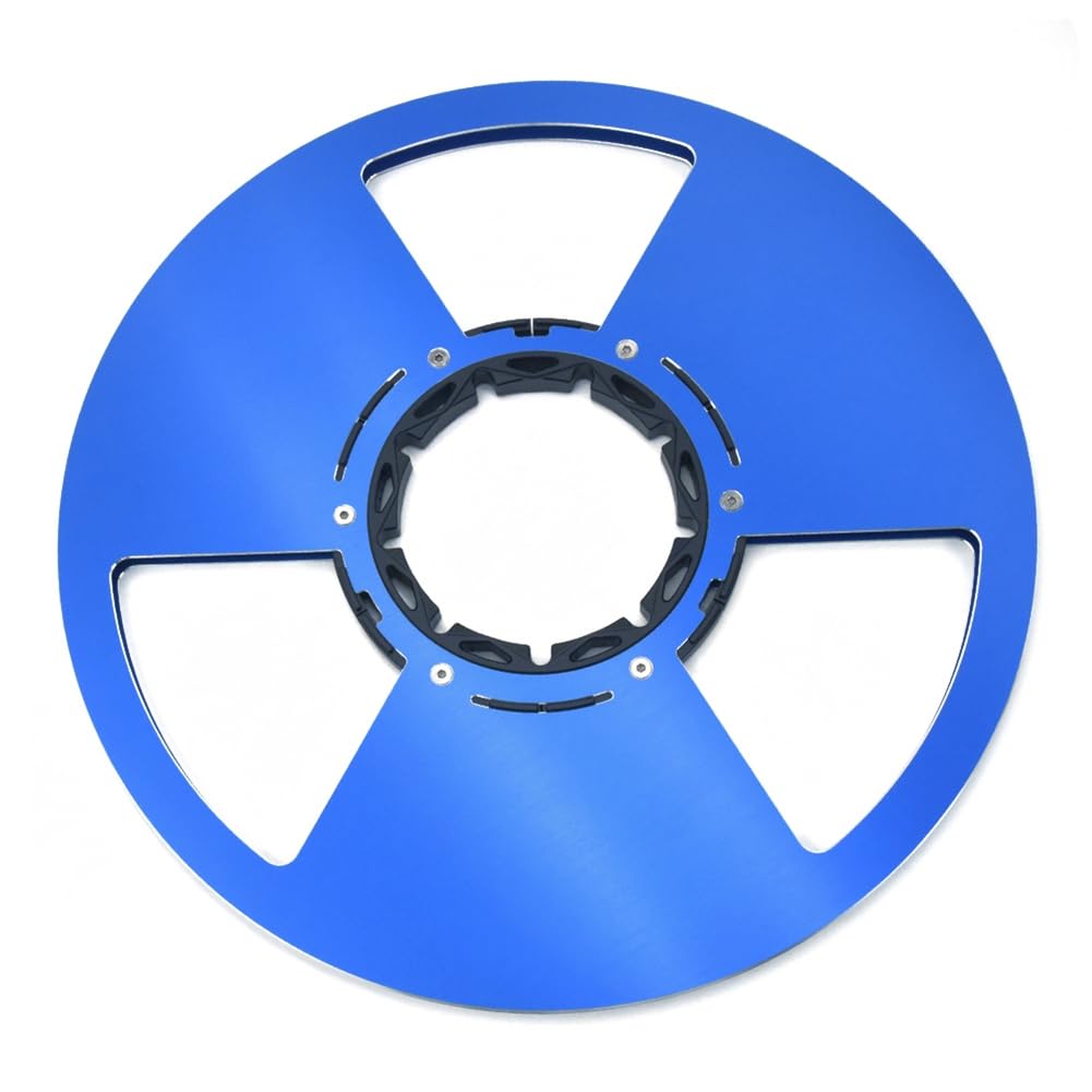 UDSKNV[KSL Red Empty 10 Inch 3 Hole Aluminum Take Up Reel for Tape Recorder Reel Hub Edge Polished for Tape Reel Blue
