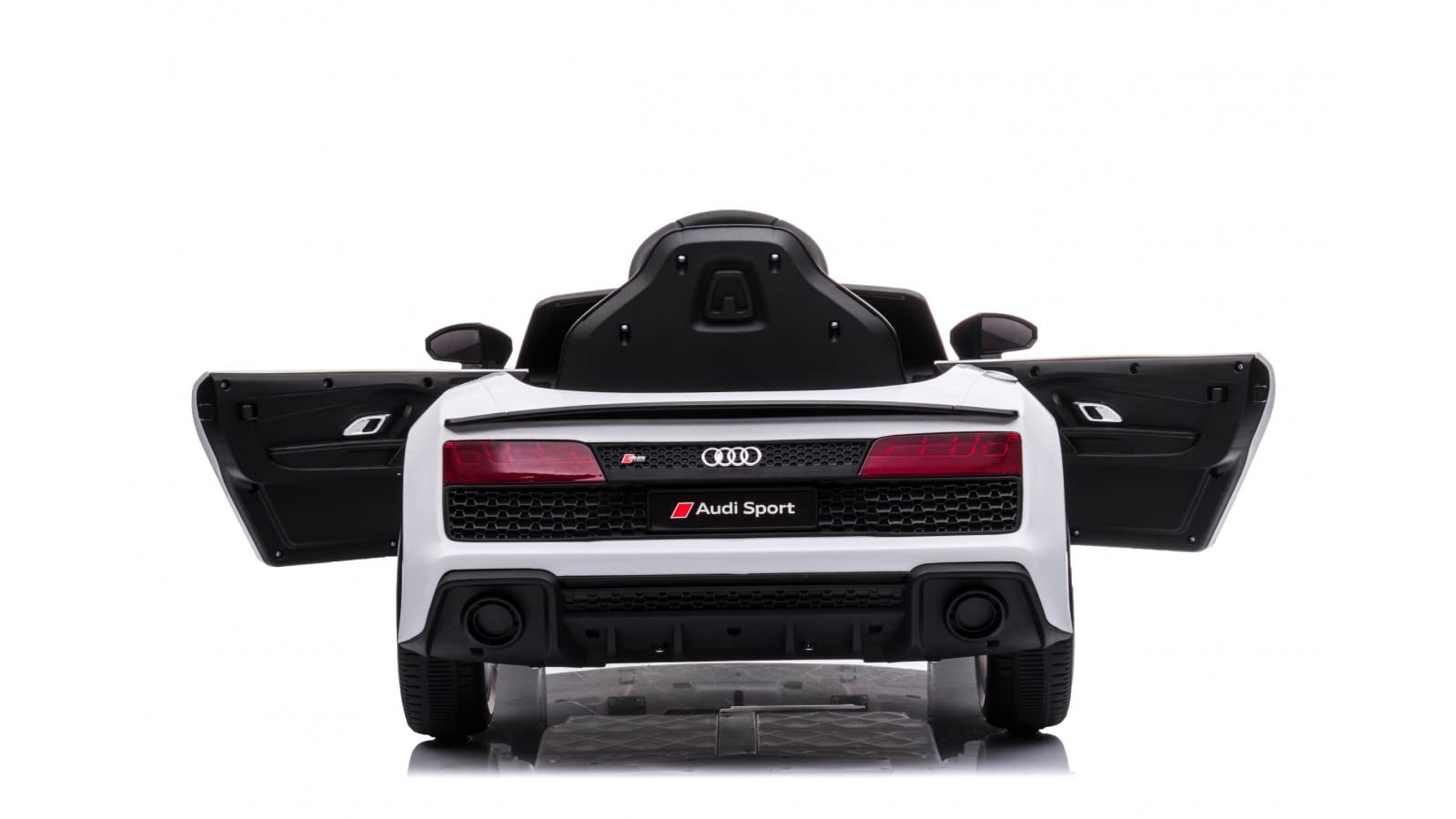 TOYSCAR Auto Macchina Elettrica 12V New Audi R8 Spyder per Bambini LED MP3 con Telecomando Sedile in Pelle Bianca
