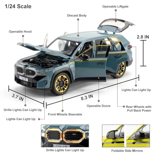 Image of 1:24 BMW XM Model Car Alloy Diecast Pull Back Toy with Lights & Music Openable Doors Metal Sports Car for Kids & Collectors Realistic Design Gift for Boys & Girls (White)