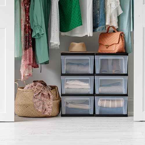 IRIS USA Plastic Drawer Storage Organizer, 3-Drawers, 2-Pack, for Classroom Art Craft Supplies, Bathroom Bedroom, Laundry Room, Black/Clear - Image 6