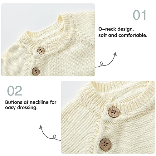 pureborn Baby Toddler Boys Girls Pullover Sweater Cotton Knit Button Closure Sweaters4
