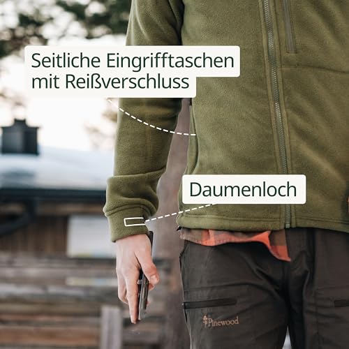 Pinewood Herren Fleecejacke Outdoor aus 100% übergebliebenen Stoffen, ideale Fleece Jacke für die Jagd, den Hundesport & zum Wandern