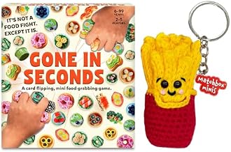 Gone in Seconds - Fast-Paced Card Game & Handmade Crochet French Fries Keychain Bundle, Gift for Kids, Teens & Adults