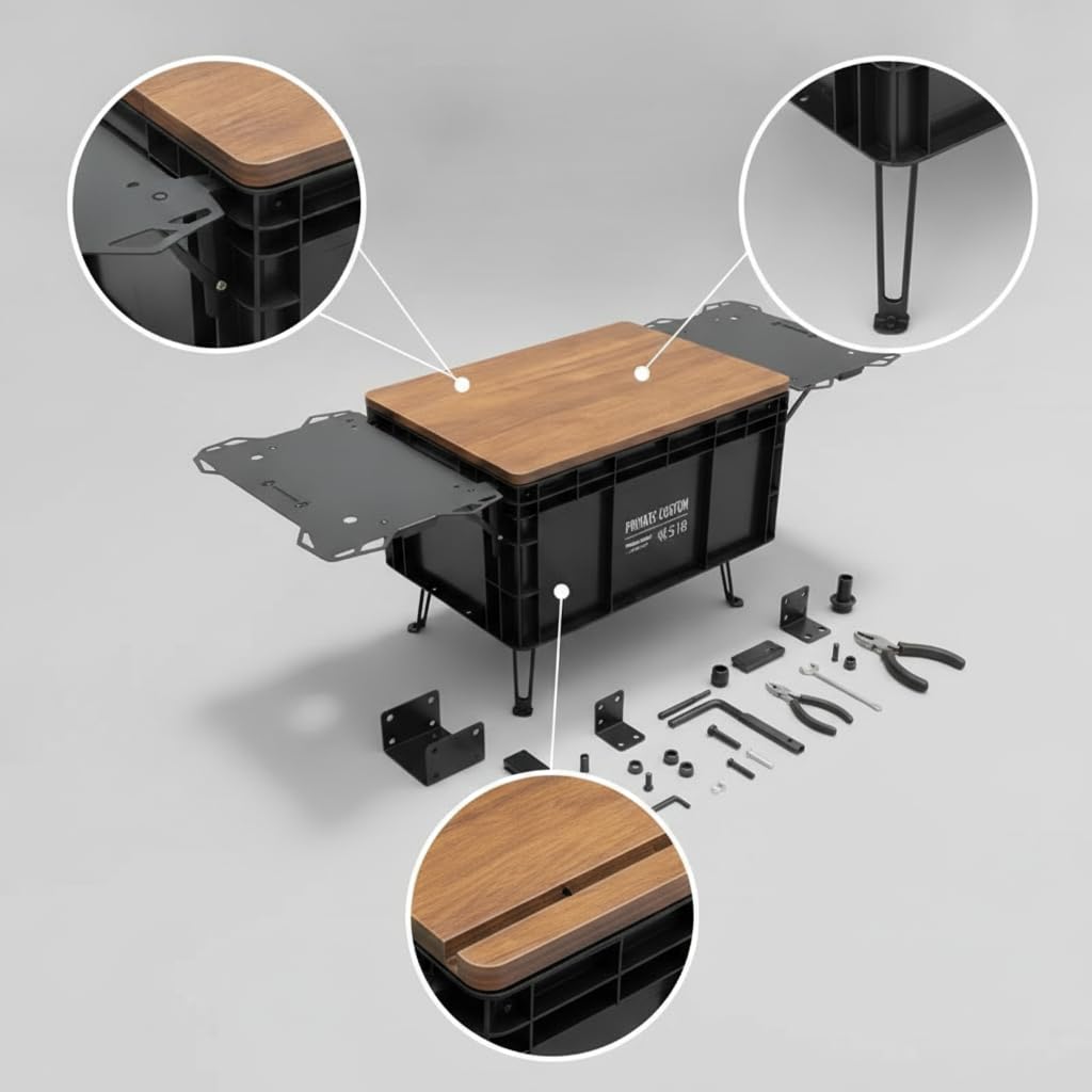 Ricambi per Box Campeggio e Contenitori, Gambe Pieghevoli e Binario Scorrevole per Campeggio Fai da Te, per personalizzare , Servizio di installazione
