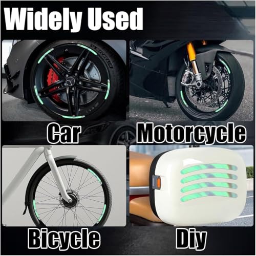 Image of REDWIND Anti-Collision Glow in The Dark Wheel Rim Stickers Night Reflective Tape Warning Sticker for Decoration Universal for All Cars Bikes Motorcycles Bicycle Trucks and etc(20 Strips) (Florescent)