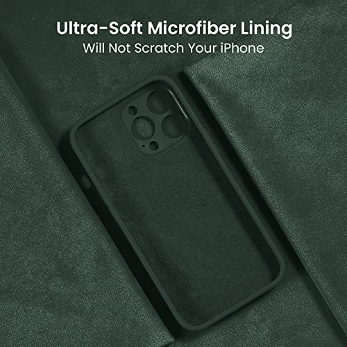 Image of FireNova Designed for iPhone 14 Pro Case, Silicone Upgraded [Camera Protection] Phone Case with [2 Screen Protectors], Soft Anti-Scratch Microfiber Lining Inside, 6.1 inch, Alpine Green