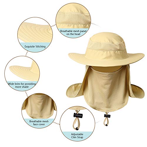 Chapéu de sol, Andoer Proteção UV Tampa Larga Respirável Face Pescoço Chapéu Chapéu de Pesca Chapéu