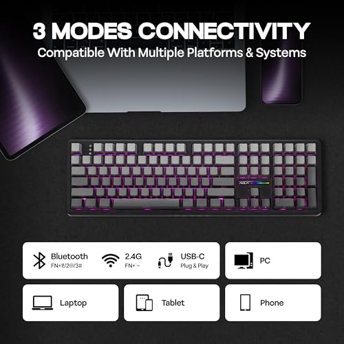 Image of MechLands Aula F108 100% Wireless Gaming Keyboard, Full Size Custom Gasket Mechanical Keyboard, 4000mAh Battery, Programmable 108 Keys, Hot-Swappable, for Win /Mac (Black Gradient)