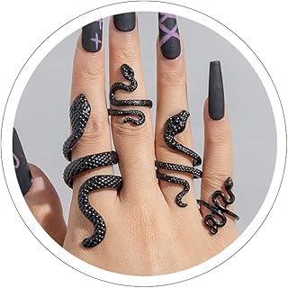 Snake Ring for Women Silver Snake Rings Set Adjustable Gold Snake Rings for Teen Girls Black Snake Rings Reptile Serpent Band Ring Gold Snake Jewelry Snake Accessories Vintage Punk Goth Rings