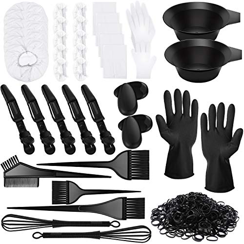 98 Pieces Hair Dye Coloring Kit Hair Coloring Dyeing Tools DIY Hair Coloring Set Hair Tinting Bowl Dye Brush Ear Cover Gloves Whisk Shawls for Hair Dye and Salon Uses