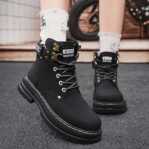 Men's Mid Top Durable Tactical Ankle Boots Anti Slip Oxford Boots Motorcycle Boots Street Riding Boots Black3