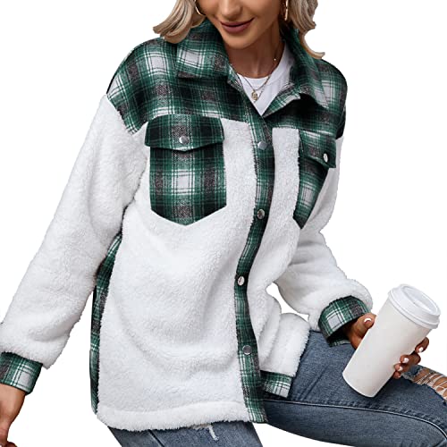 Lu's Chic Women's Fleece Jackets Furry Jacket Flannel Snaps Winter Long Sleeve Shackets4