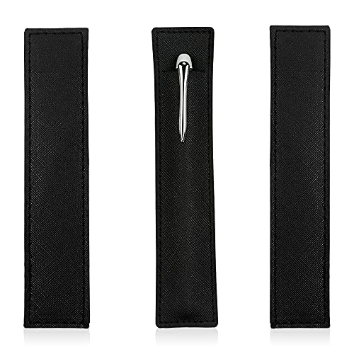 3 Pack Leather Pen Pouch Sleeve, Single Fountain Pen Holder Case, Soft Pen Protective Cover Organizer for Stylus Touch Pen, Ballpoint Pen, Pencils (Black)