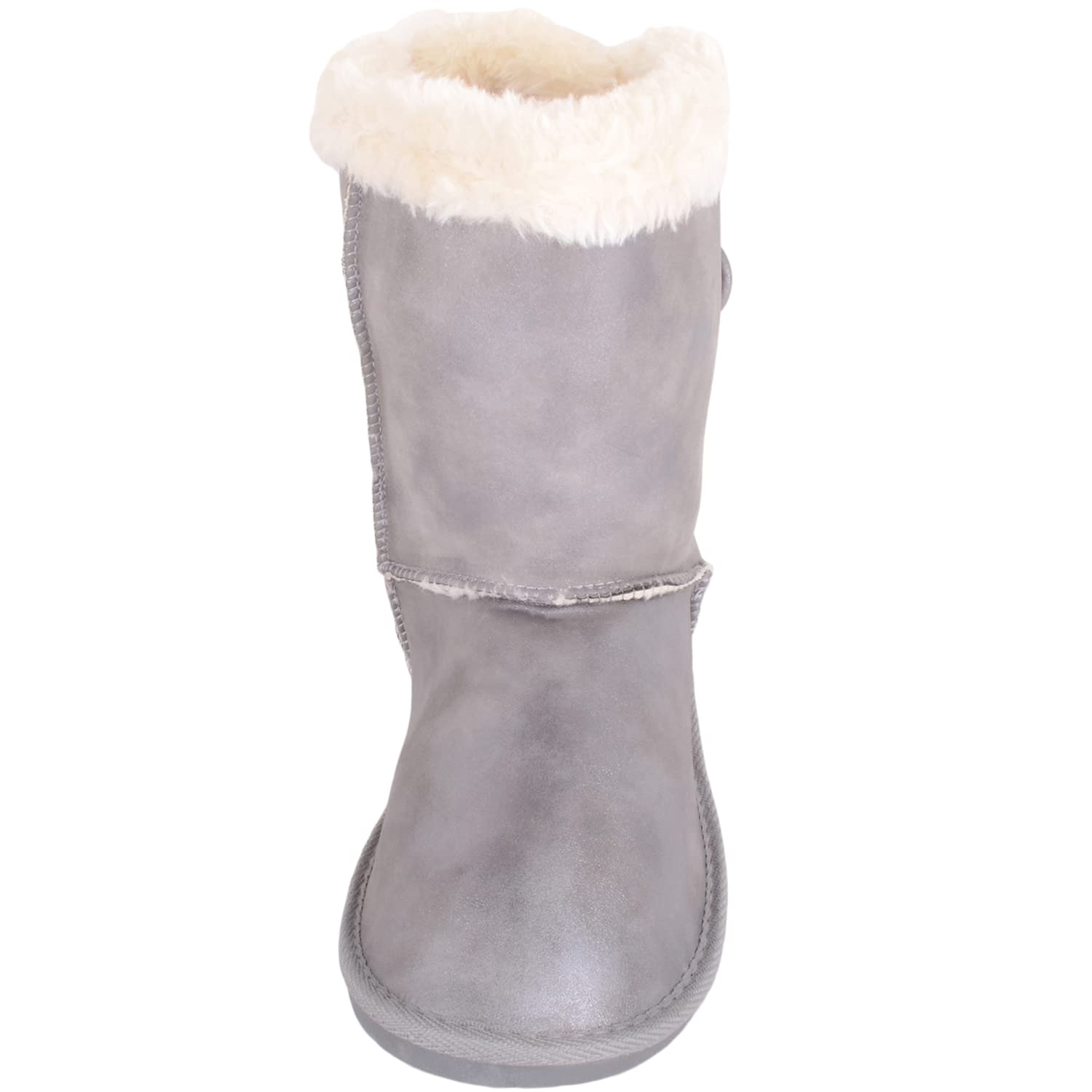 ABSOLUTE FOOTWEAR Childrens Kids Girls Easy Slip On Faux Fur Winter Boots Booties - Pewter - US Infant 11