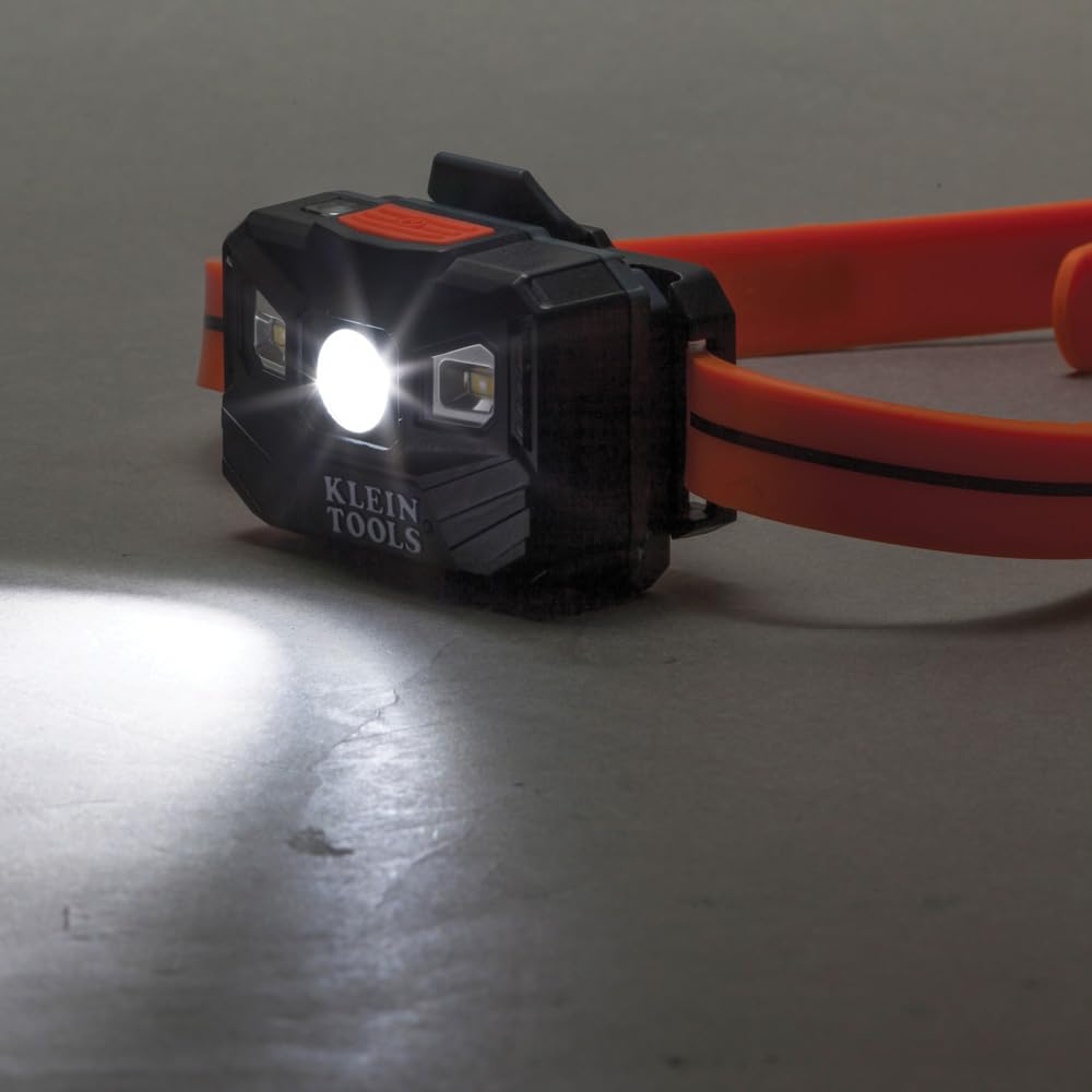 KLEIN TOOLS Lampe frontale LED rechargeable, bande en silicone, 400 lm, autonomie toute la journée, pour le travail, la course, la randonnée en plein air, le camping 56064
