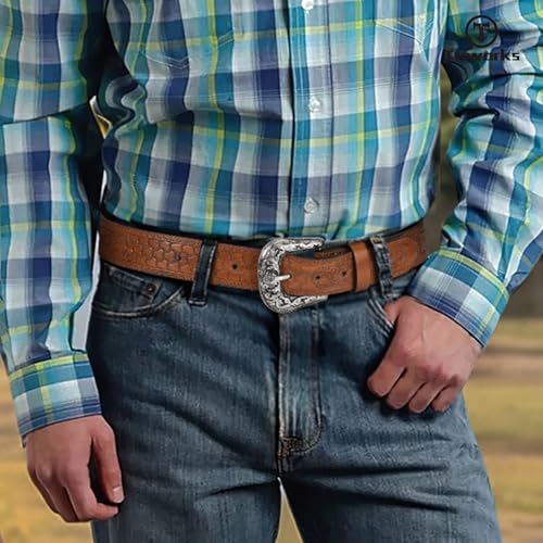 Women Western Belt Cowboy Cowgirl PU Leather Belts with Vintage Engraved Buckle4