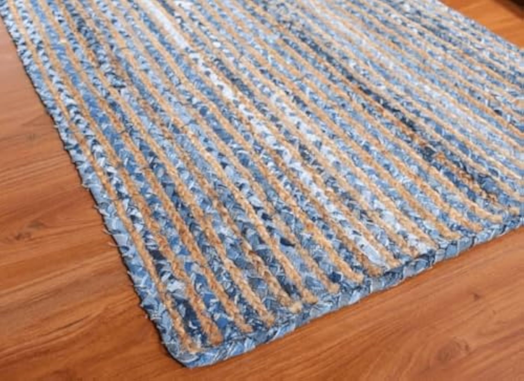 Jute Denim PATTA Runner 2X8 Feet, Modern Home Decor