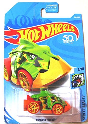 Hot Wheels 2018 50th Anniversary Street Beasts Piranha Terror (Piranha Car) 114/365, Green