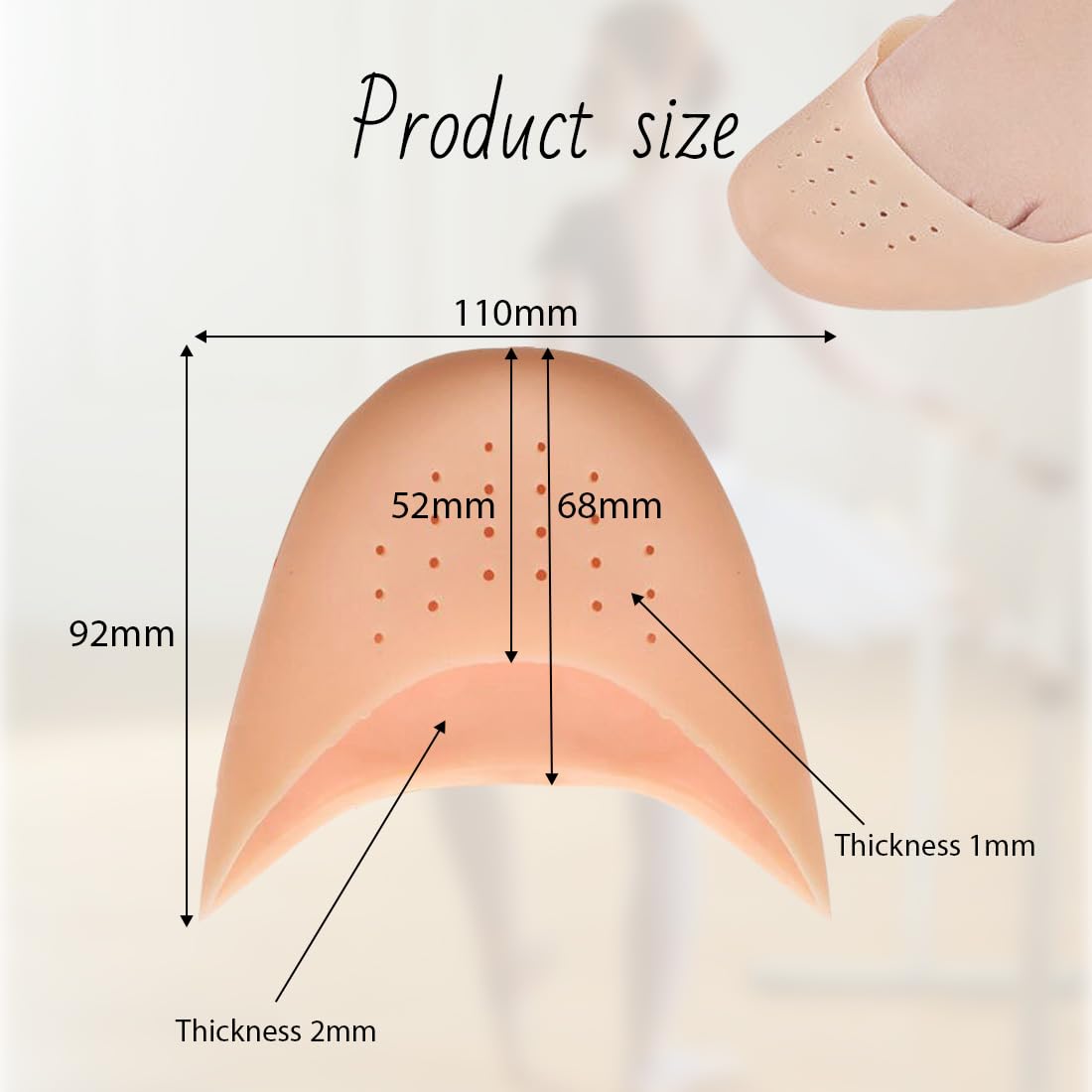 Puntera para Zapatos de Punta Protectores de Silicona para Ballet Antideslizantes Protector Dedos Pies Mujeres Niñas