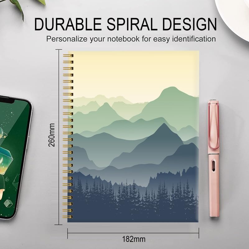 FVBAO Spiral Journal Notebook for Women,A5 College Ruled Notebooks 6"x 8.4", 120 Pages (60 Sheets) Lined Journal with Premium Thick Paper,Perfect for