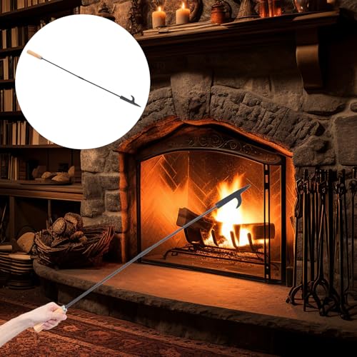 Tisonnier à feu long outil de pinces à cheminée en fer robuste - 8