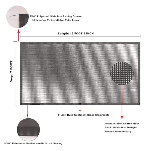 Image of RV Awning Mesh Sun Shade Screen for Motorhome Camper Trailer Sunshade