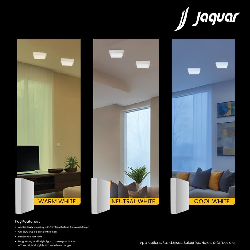 Image of Jaquar 12W Gem Trimless Square Surface Downlight Warm White Pack 1