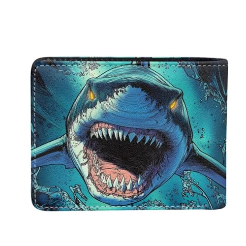 Image of Coldinair Cool Shark Kids Wallet for Boys Novelty Leather Boys Wallet for Kids 4-12,Lightweight Credit Card Cash Id Holder Cool Slim Bifold Small Coin Purses for Youth Teenager