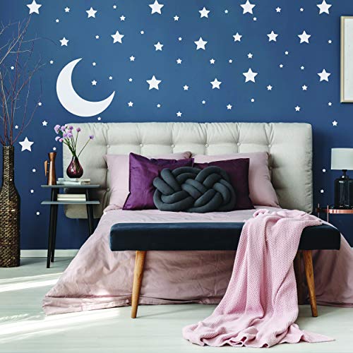 White Stars Stickers - Space Themed Bedroom Constellation Wallpaper Decor Decal - Star Moon Nursery Room Decals For Wall - 220 Stickers #TOP7