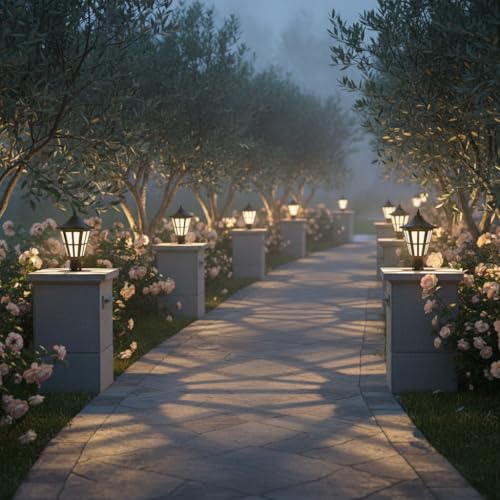 Image of BrighLyt Outdoor Gate Light for Home & Garden Lamp - Waterproof Pillar Light for Main Entrance, Balcony & Pathway (Metal & Glass, GL09, Pack of 2)