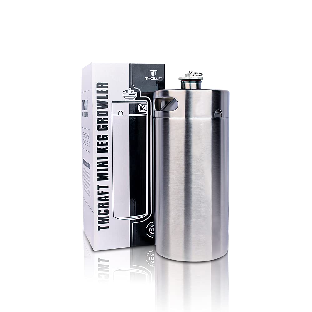 TMCRAFT - Mini Barril de Acero Inoxidable de 4 litros - cultivador de Cerveza portátil con Tapa diseñada para válvula de Escape para Mantener la Bebida Fresca