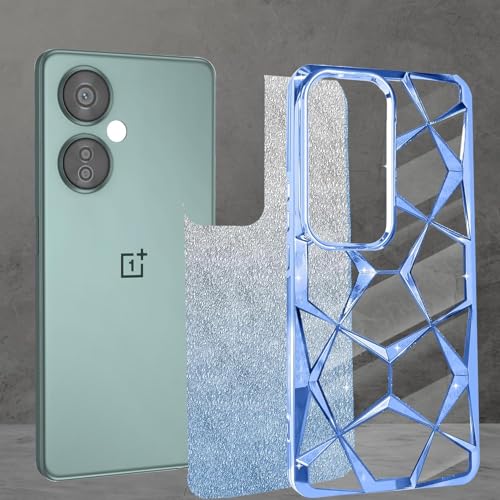 Image of Stylish Gradient Glitter Clear Case for OnePlus Nord CE 3 Lite 5G Luxury Electroplated 3D Cube, Diamond Bling Shiny Soft TPU Clear Shockproof Women & Teen Girls Protective Phone Cover (Blue)
