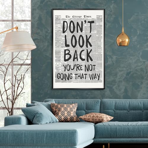 Aimery Retro Newspaper Posters Positive Affirming Quotes Posters Black And White Wall Art Don'T Look Back You'Re Not Going That Way Room Aesthetic Poster Apartment Bedroom Decor12X18Inch Unframed thumb #3