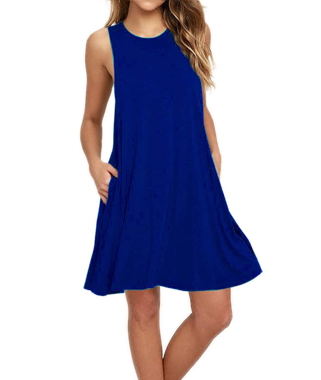Summer Dresses for Women Casual Sleeveless Swing Sundress with Pockets