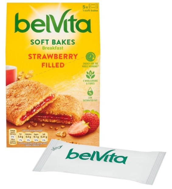 Breakfast Soft Bakes - Paquete de 5 rellenos de fresas de 250 g (paquete de 6) 'A symphony of flavors' - Cesta de regalo sabrosa y retorcida para cumpleaños, Navidad, Pascua, Año Nuevo