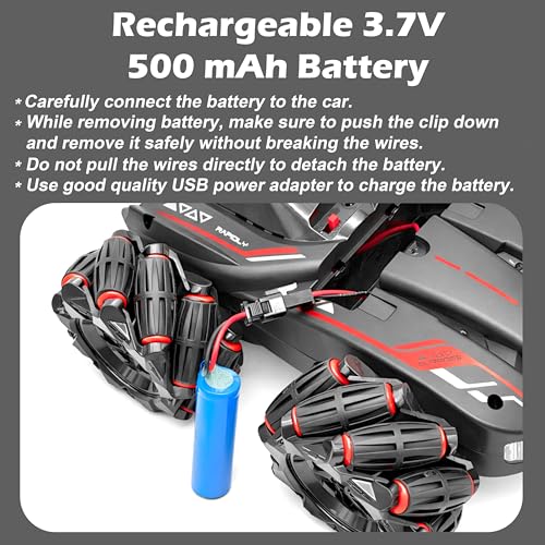 Image of VGRASSP 4WD Rechargeable Dual Control Stunt Drift Car Toy for Kids with Remote Control and Gesture Wrist Controller - 360 Rotating Double-Sided RC Car with Mist Smoke Spray, Lights & Sound - Red