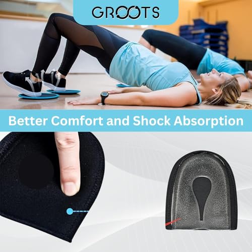 Image of GROOTS Premium Gel Heel cups Silicon Heel Pad for Heel Ankle Pain, Heel Spur Shoe Support Pad for Men and Women Shock Cushion Pad for Heels Cushion Heel Blue For Men & Women (Heel pad pack 1)